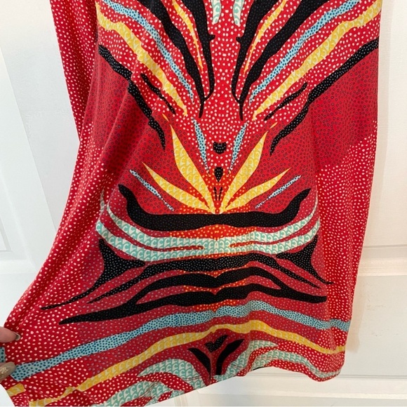 Mara Hoffman Phoenix Red Printed long sleeve dress stretch low back - Picture 10 of 13